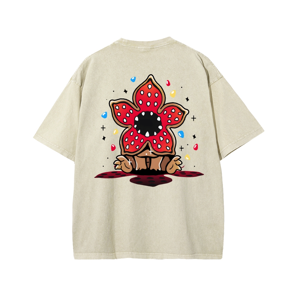 Cute and Dangerous Front And Back Printing Washed T-shirt