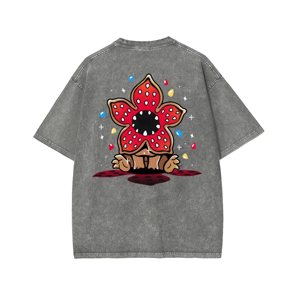 Cute and Dangerous Front And Back Printing Washed T-shirt