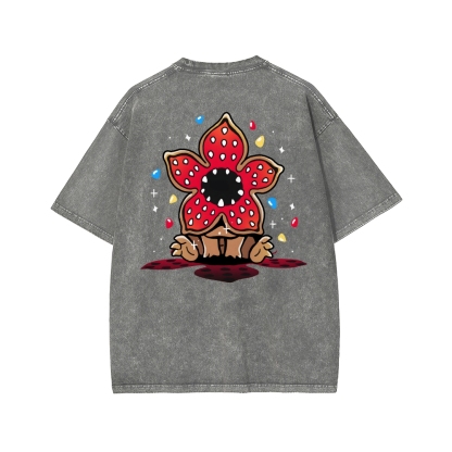 Cute and Dangerous Front And Back Printing Washed T-shirt