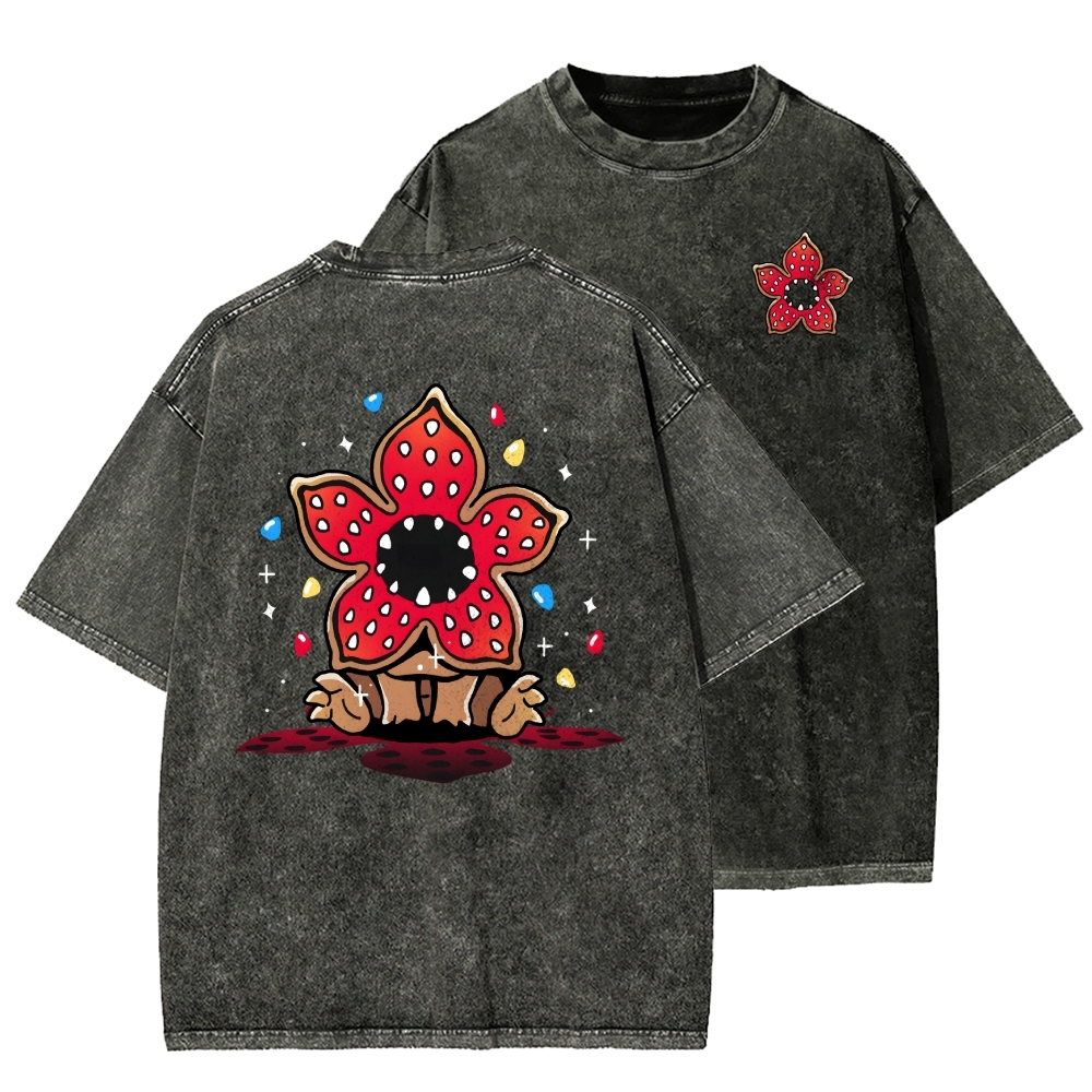 Cute and Dangerous Front And Back Printing Washed T-shirt