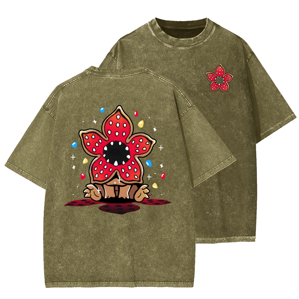 Cute and Dangerous Front And Back Printing Washed T-shirt