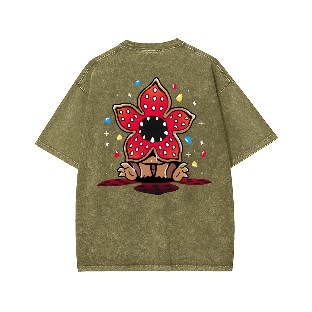 Cute and Dangerous Front And Back Printing Washed T-shirt