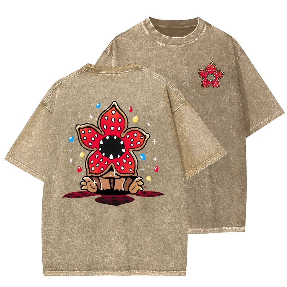 Cute and Dangerous Front And Back Printing Washed T-shirt