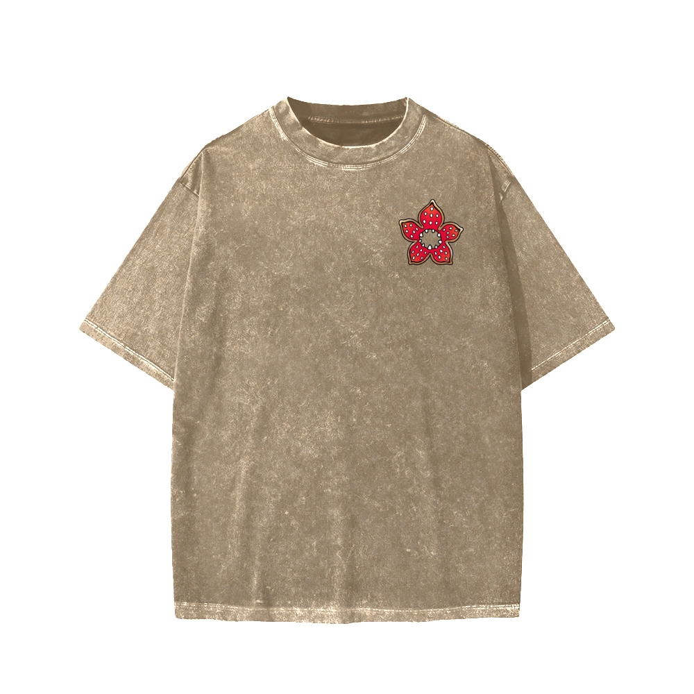 Cute and Dangerous Front And Back Printing Washed T-shirt