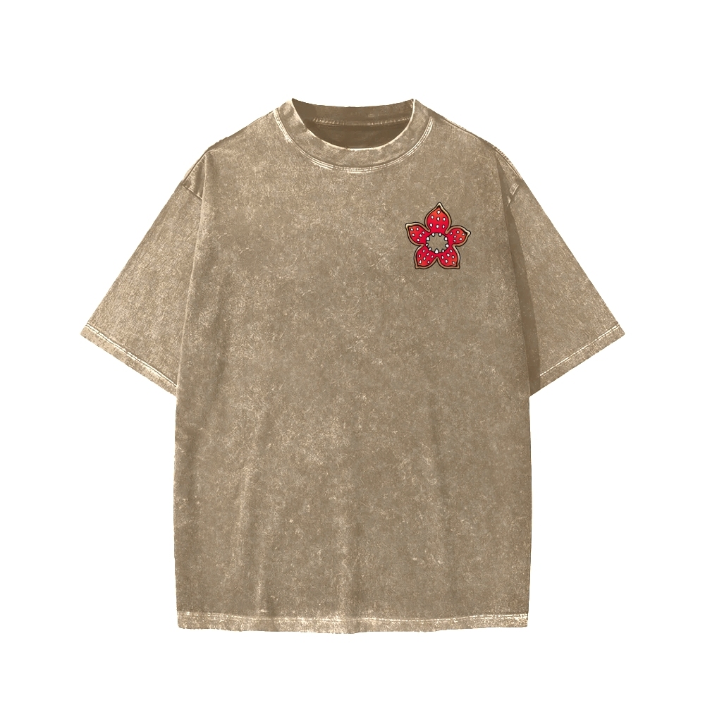 Cute and Dangerous Front And Back Printing Washed T-shirt