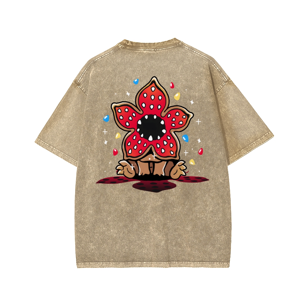 Cute and Dangerous Front And Back Printing Washed T-shirt