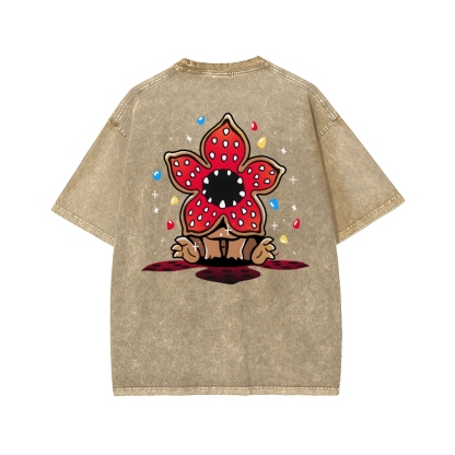 Cute and Dangerous Front And Back Printing Washed T-shirt