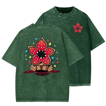 Cute and Dangerous Front And Back Printing Washed T-shirt