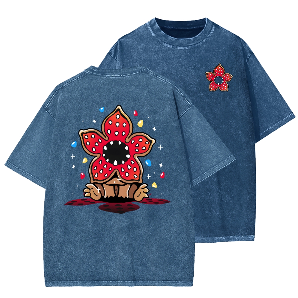 Cute and Dangerous Front And Back Printing Washed T-shirt