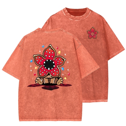 Cute and Dangerous Front And Back Printing Washed T-shirt