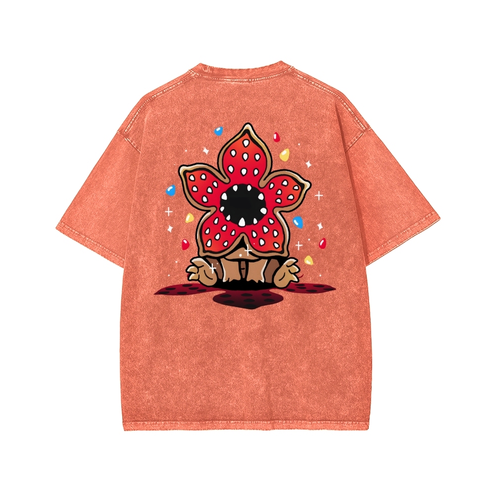 Cute and Dangerous Front And Back Printing Washed T-shirt