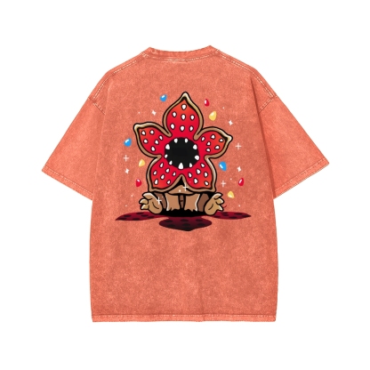 Cute and Dangerous Front And Back Printing Washed T-shirt