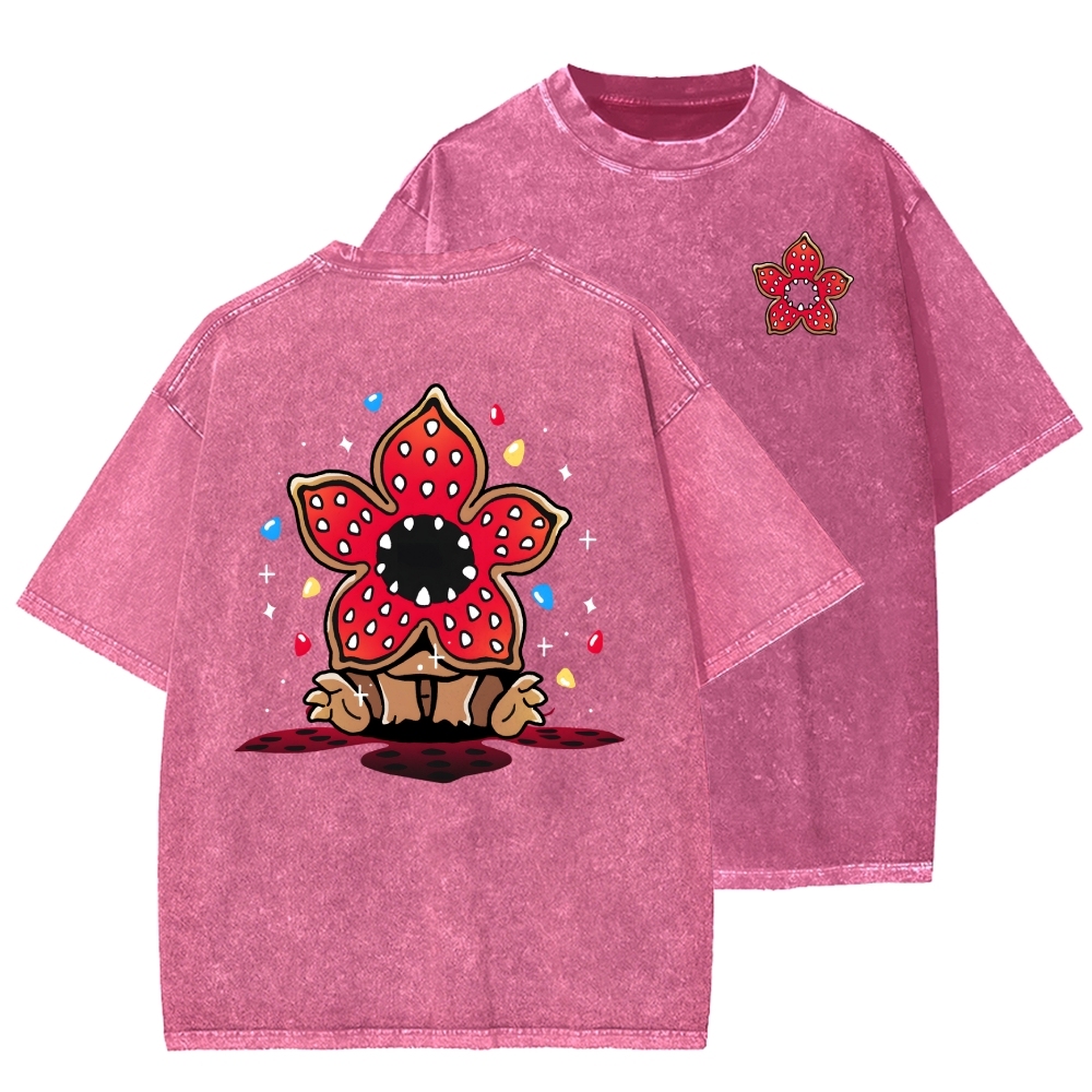 Cute and Dangerous Front And Back Printing Washed T-shirt