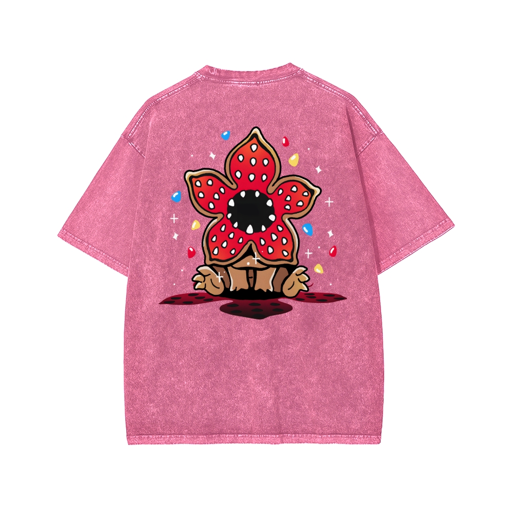 Cute and Dangerous Front And Back Printing Washed T-shirt