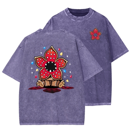 Cute and Dangerous Front And Back Printing Washed T-shirt