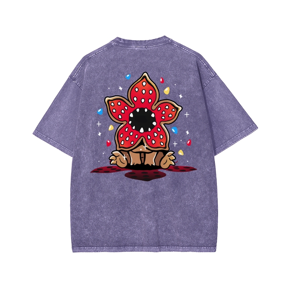 Cute and Dangerous Front And Back Printing Washed T-shirt