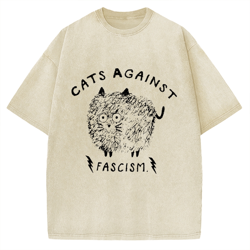 Cats Against Fascism Vintage Washed T-shirt