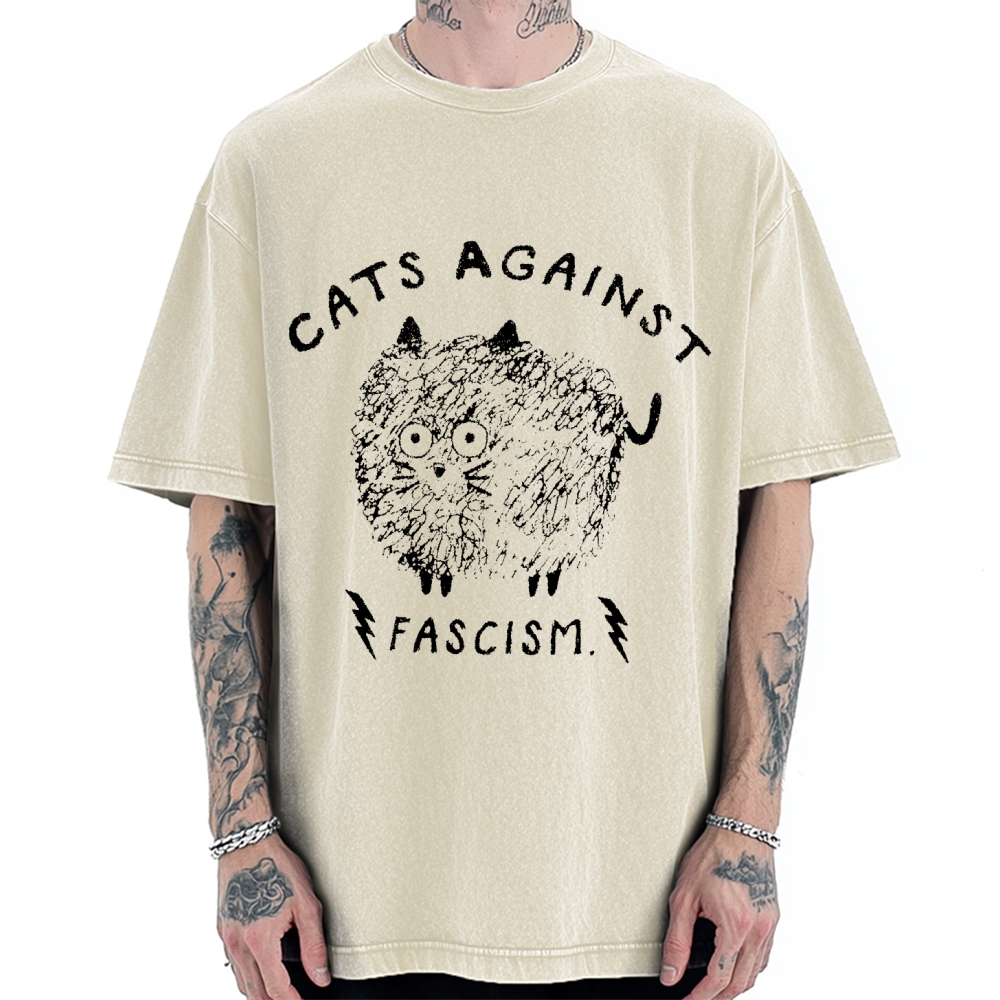 Cats Against Fascism Vintage Washed T-shirt