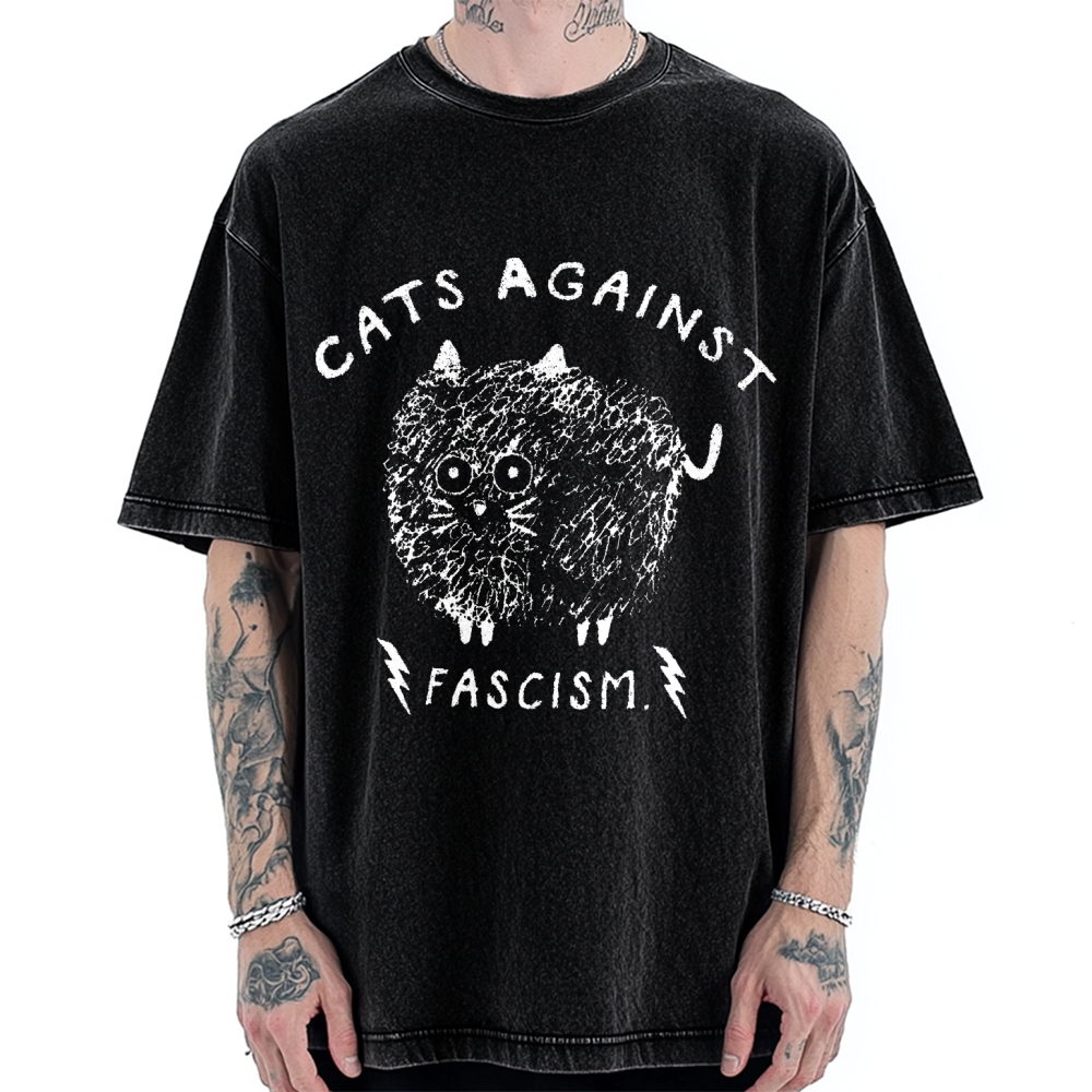 Cats Against Fascism Vintage Washed T-shirt