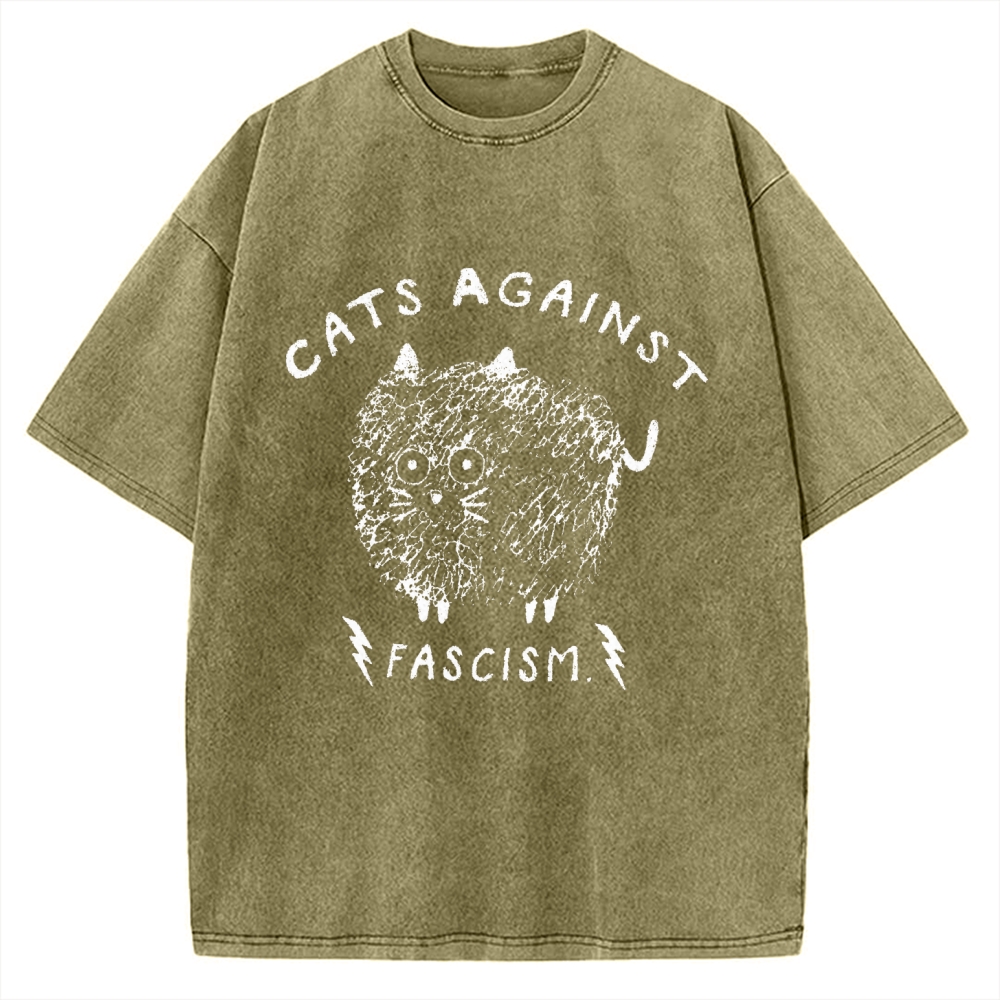 Cats Against Fascism Vintage Washed T-shirt