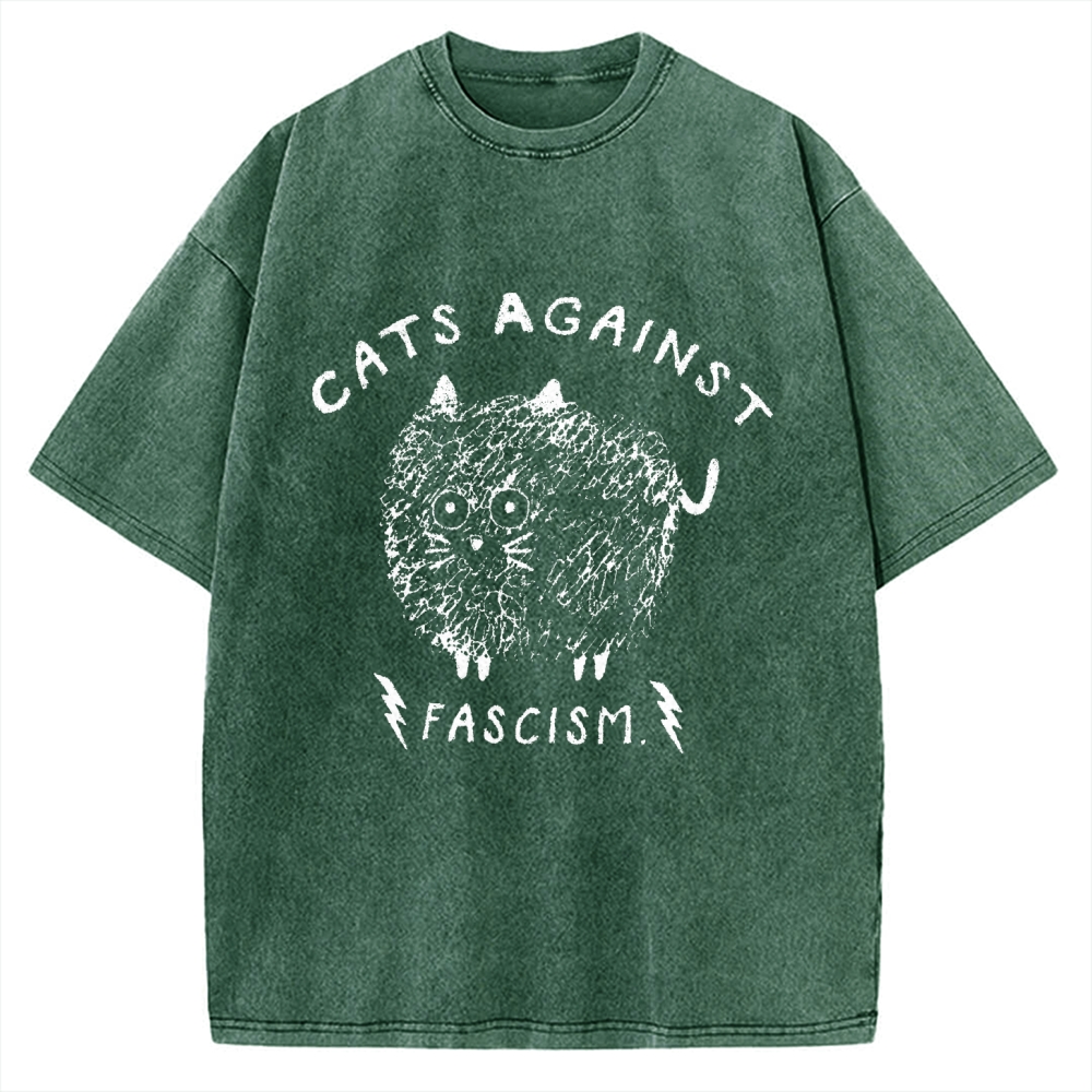 Cats Against Fascism Vintage Washed T-shirt