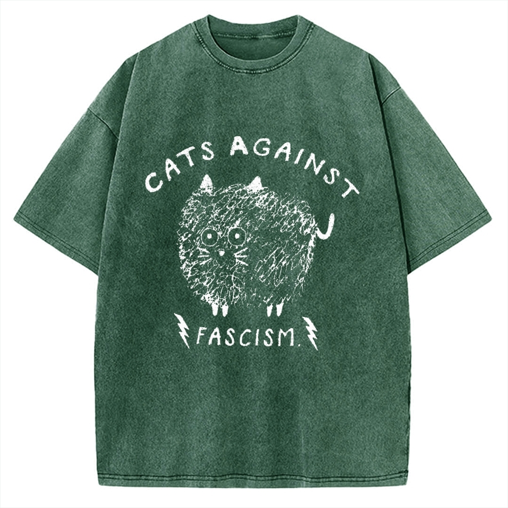 Cats Against Fascism Vintage Washed T-shirt
