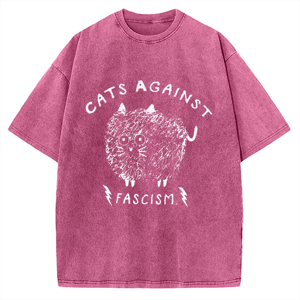 Cats Against Fascism Vintage Washed T-shirt