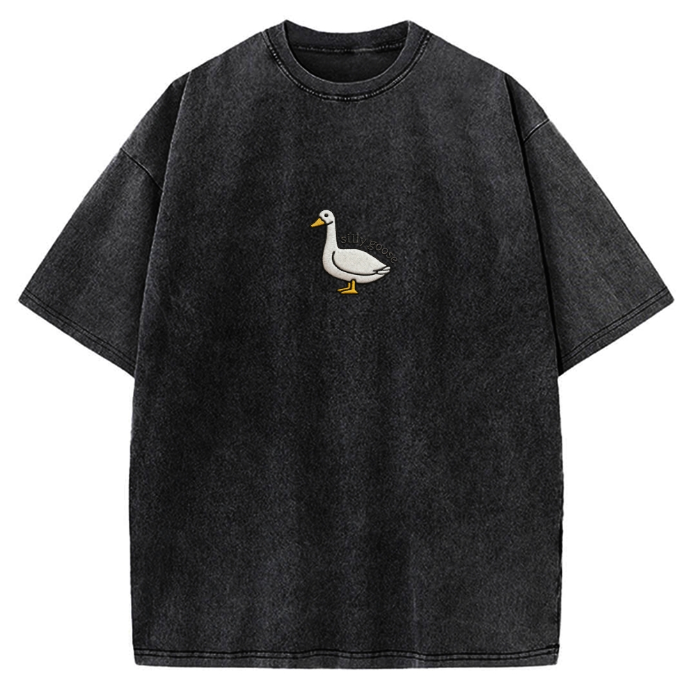 Embroidered Silly Goose Vintage Washed T-shirt