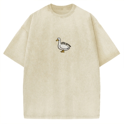 Embroidered Silly Goose Vintage Washed T-shirt