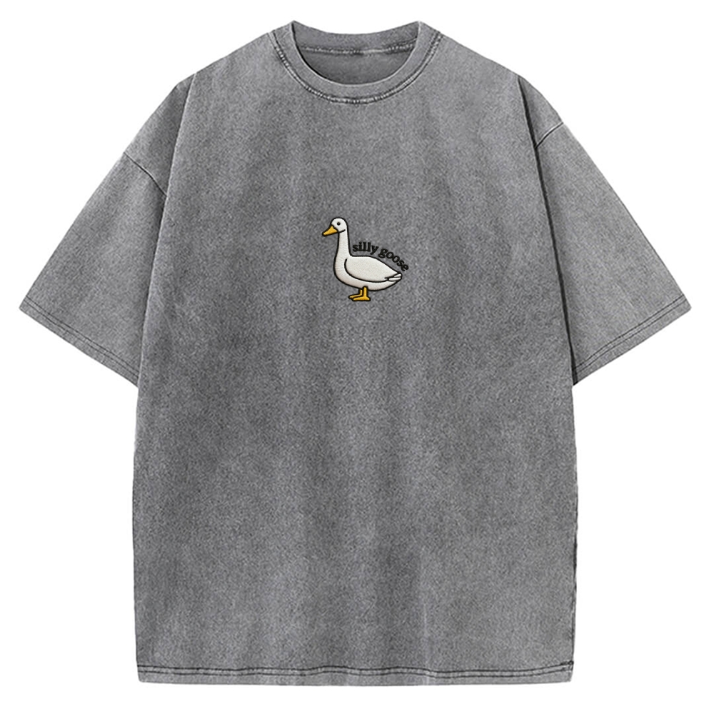 Embroidered Silly Goose Vintage Washed T-shirt