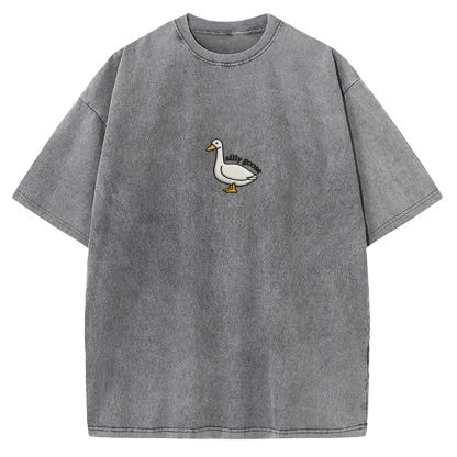 Embroidered Silly Goose Vintage Washed T-shirt