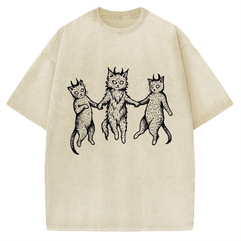 Occult Devil Cat Vintage Washed T-shirt