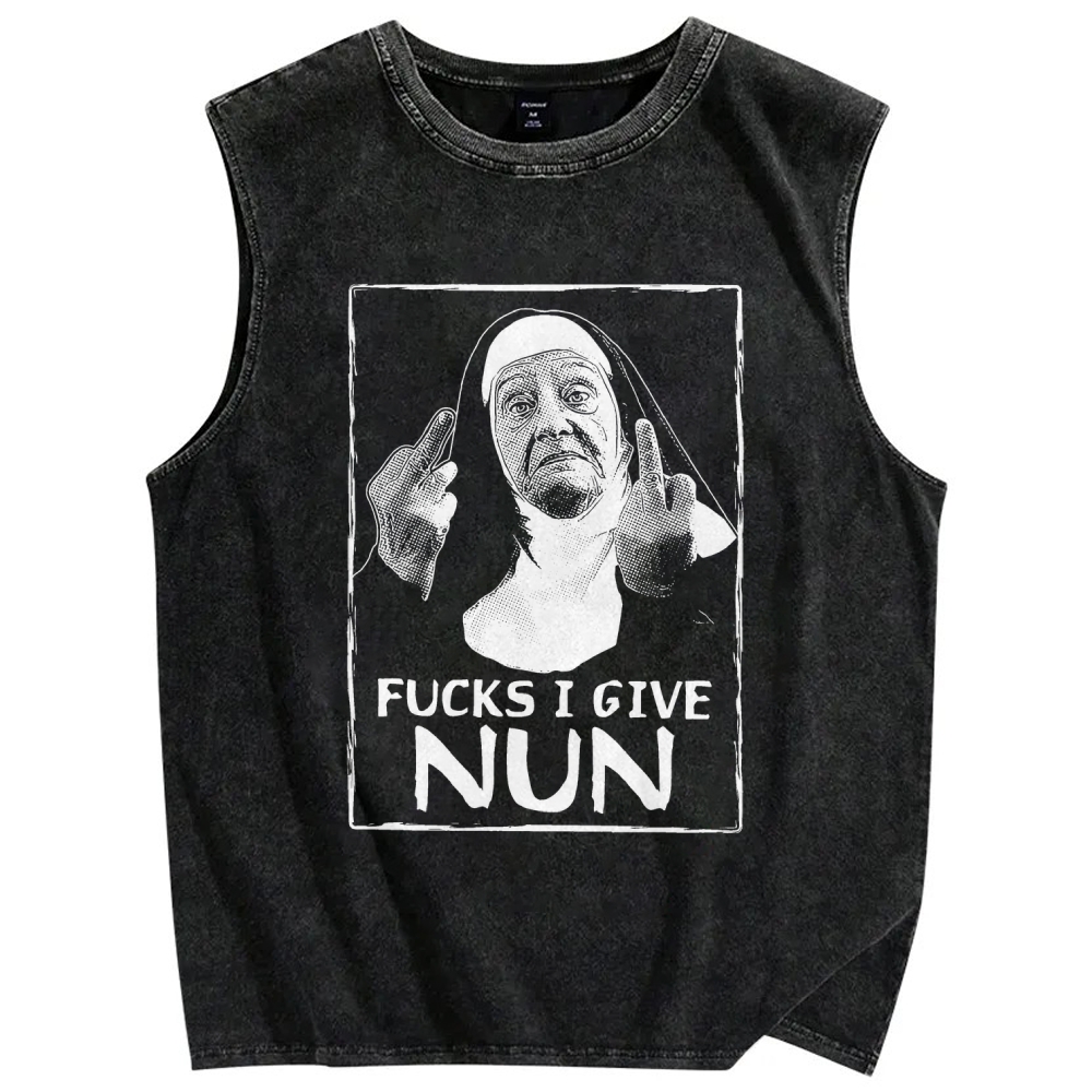 Fcks I Give Nun Vintage Distressed Washed Tank Top