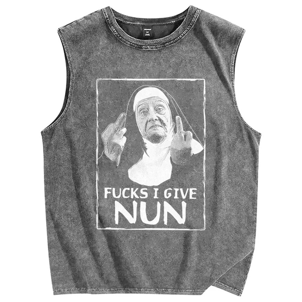 Fcks I Give Nun Vintage Distressed Washed Tank Top