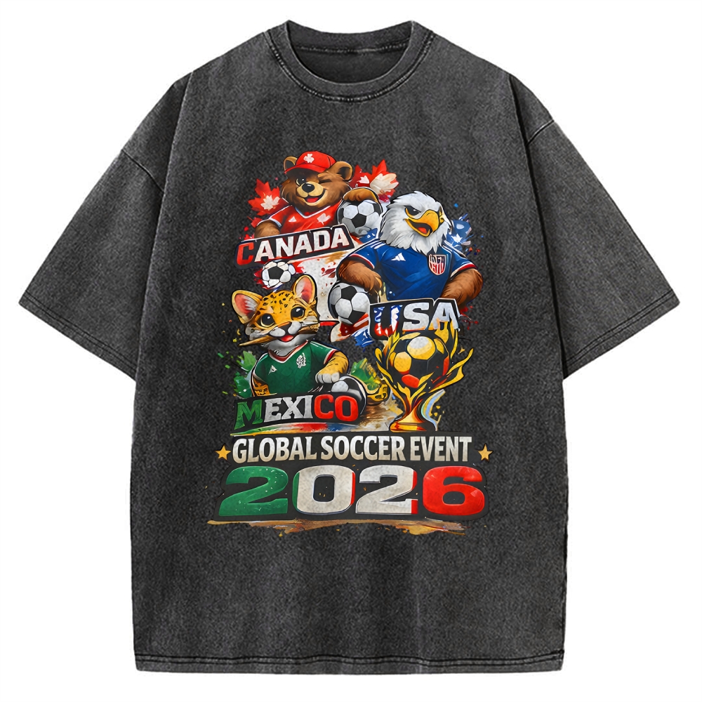 USA, Mexico & Canada 2026 Global Soccer Event Vintage Washed T-shirt