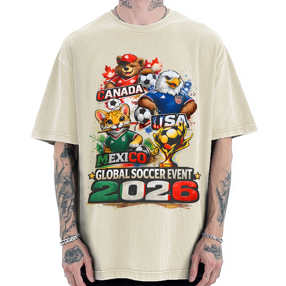 USA, Mexico & Canada 2026 Global Soccer Event Vintage Washed T-shirt
