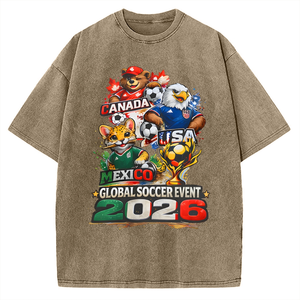 USA, Mexico & Canada 2026 Global Soccer Event Vintage Washed T-shirt
