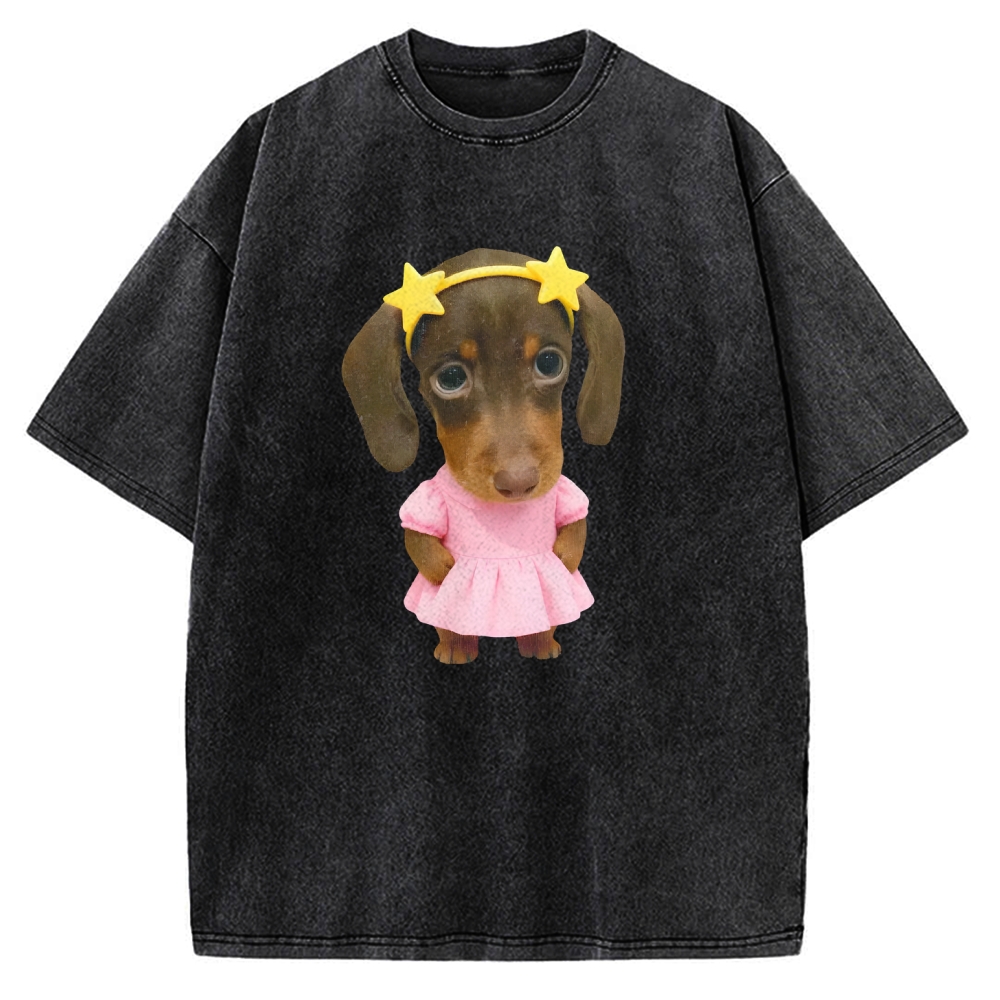 Cute And Funny Dachshund Meme Vintage Washed T-shirt