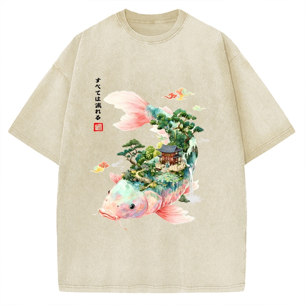 Journey Of The Flowing Koi Vintage Washed T-shirt