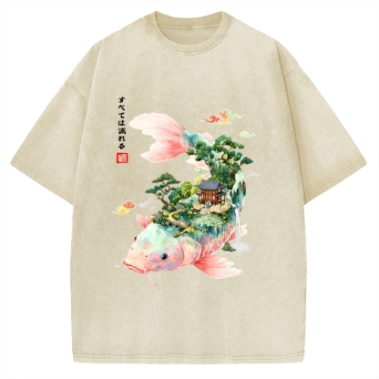 Journey Of The Flowing Koi Vintage Washed T-shirt