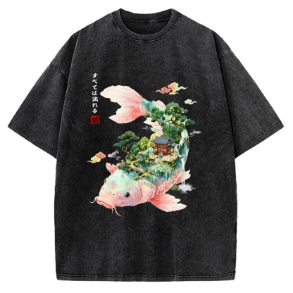 Journey Of The Flowing Koi Vintage Washed T-shirt