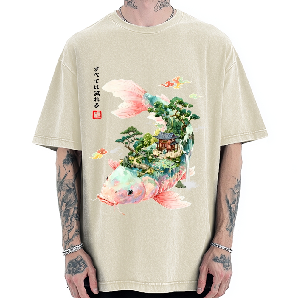 Journey Of The Flowing Koi Vintage Washed T-shirt