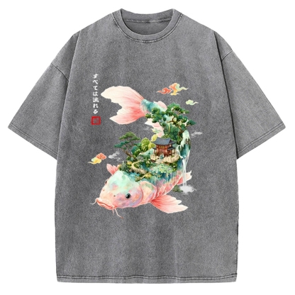 Journey Of The Flowing Koi Vintage Washed T-shirt