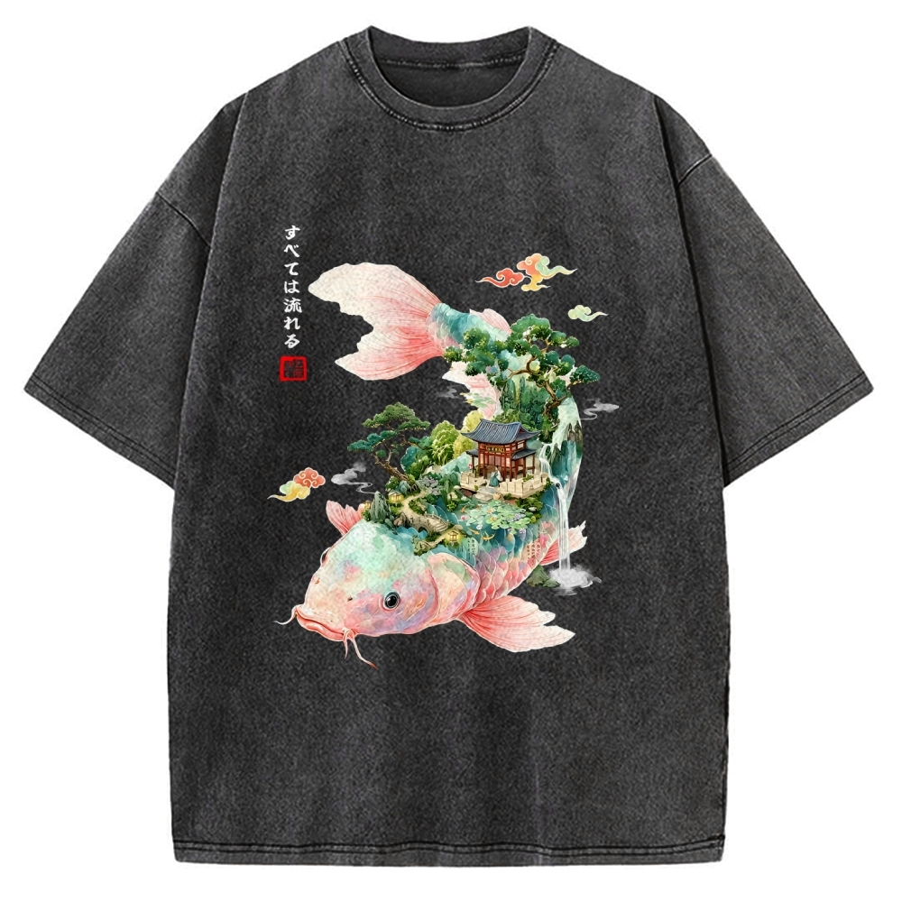 Journey Of The Flowing Koi Vintage Washed T-shirt