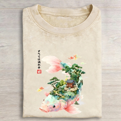 Journey Of The Flowing Koi Vintage Washed T-shirt