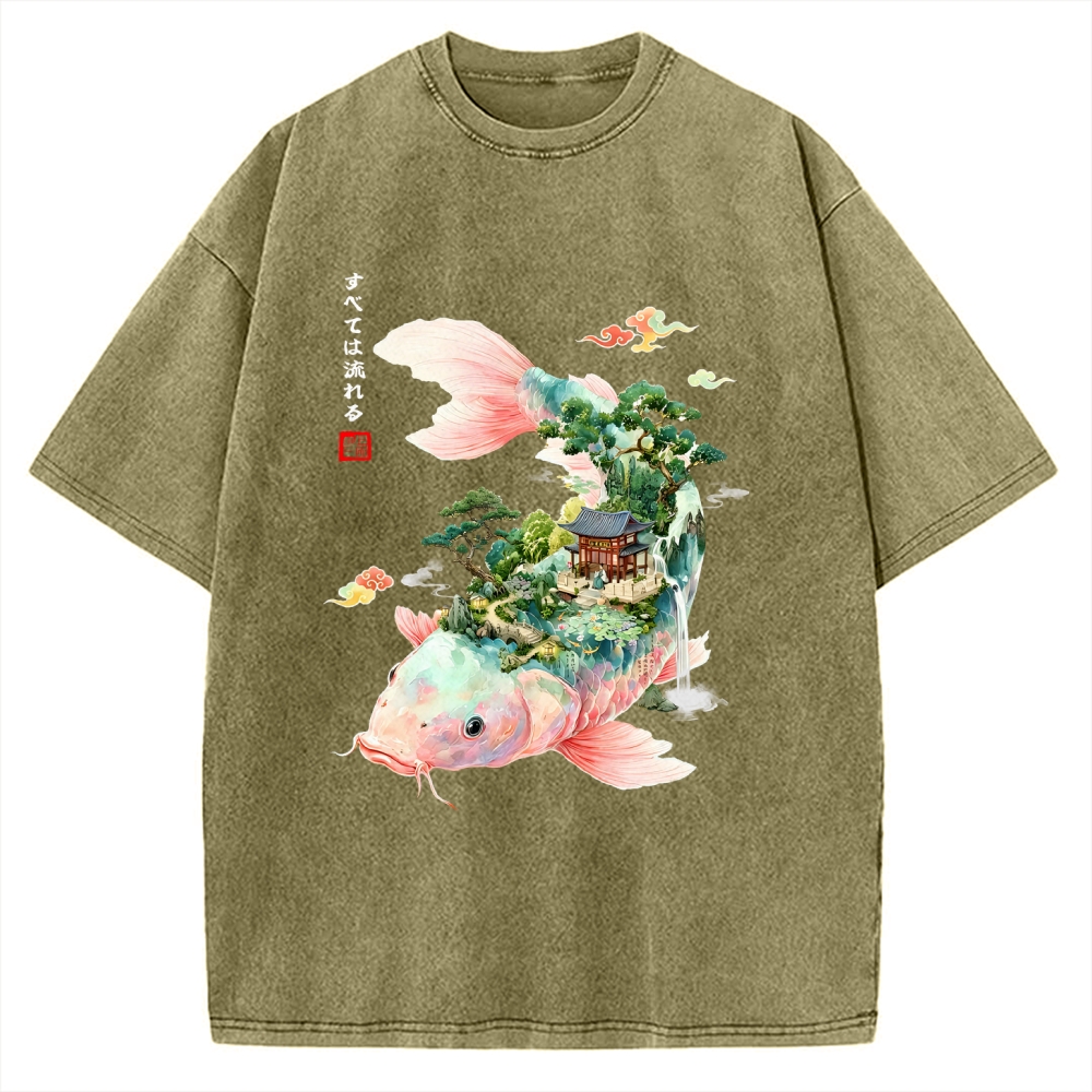 Journey Of The Flowing Koi Vintage Washed T-shirt