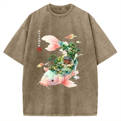 Journey Of The Flowing Koi Vintage Washed T-shirt