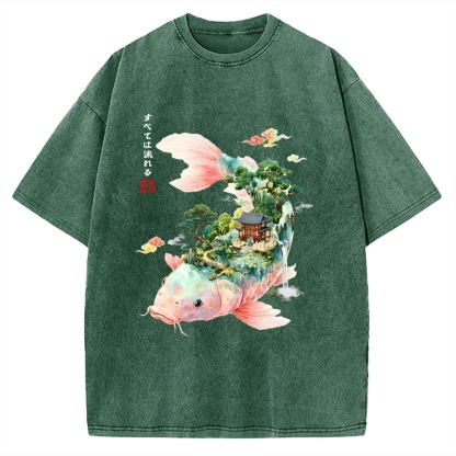 Journey Of The Flowing Koi Vintage Washed T-shirt