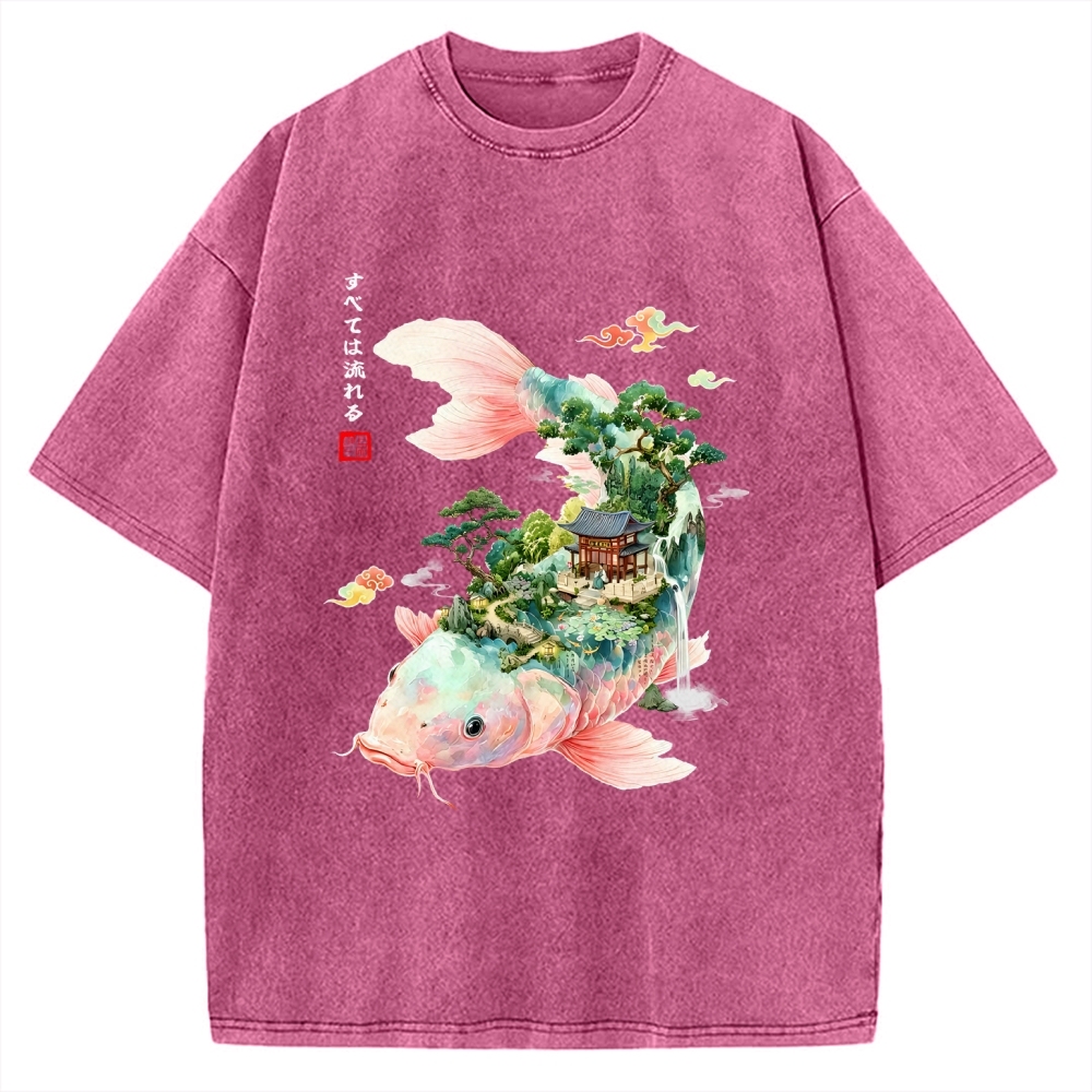 Journey Of The Flowing Koi Vintage Washed T-shirt