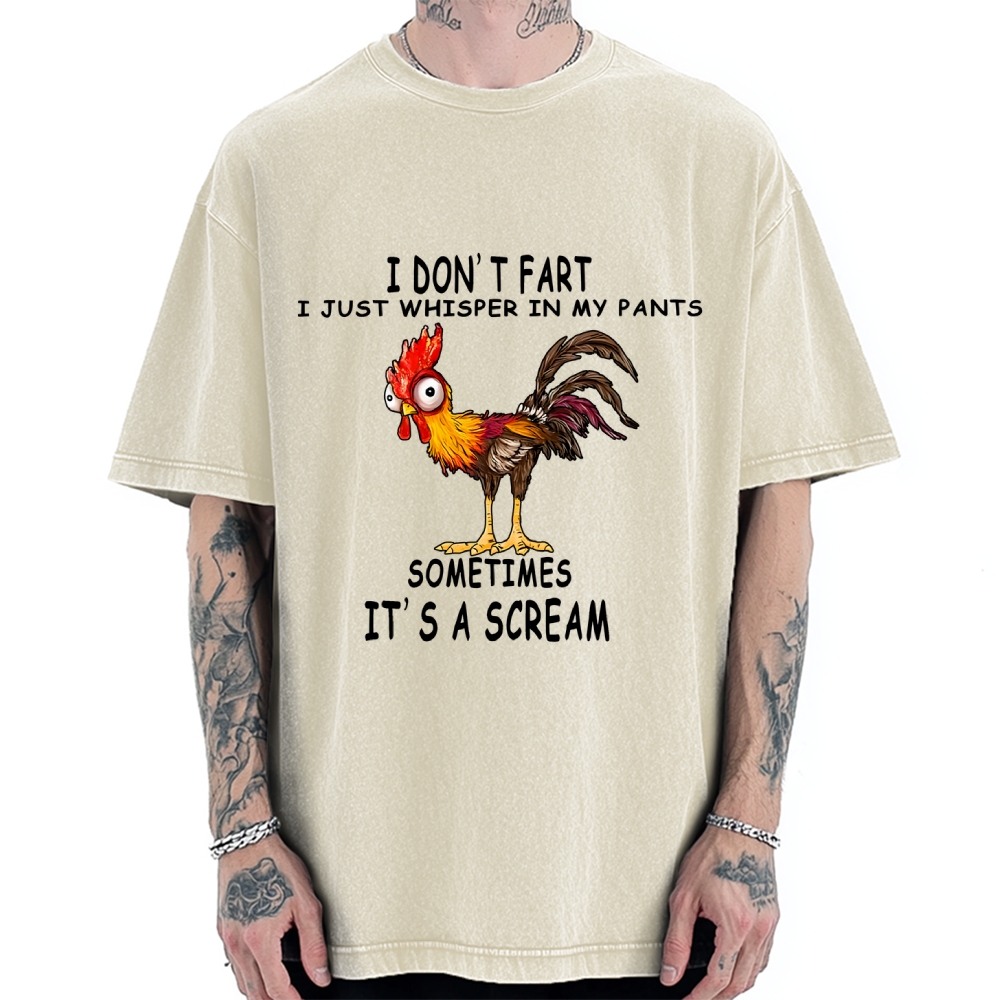 Funny Rooster Fart Meme Vintage Washed T-shirt